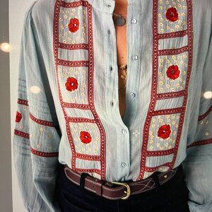 NEW MAISON HOTEL ninette navajo blouse in bleu simple